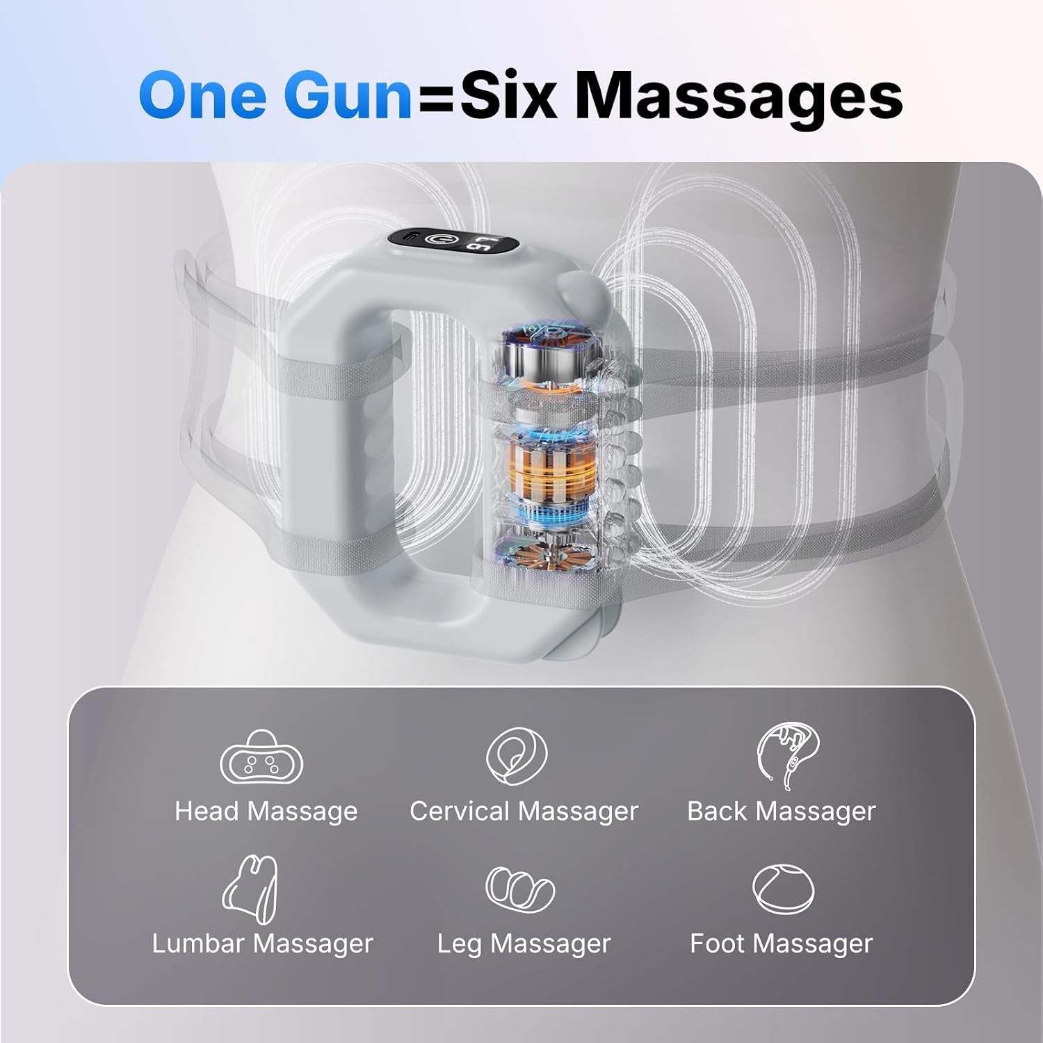 Fascia Ring Massager, Adjustable 6-Level Vibration for Home Gym Use | Multifunctional Full-Body Fascia Ring with Belt, Portable Cordless Massager, Targets Abs Thighs Arms