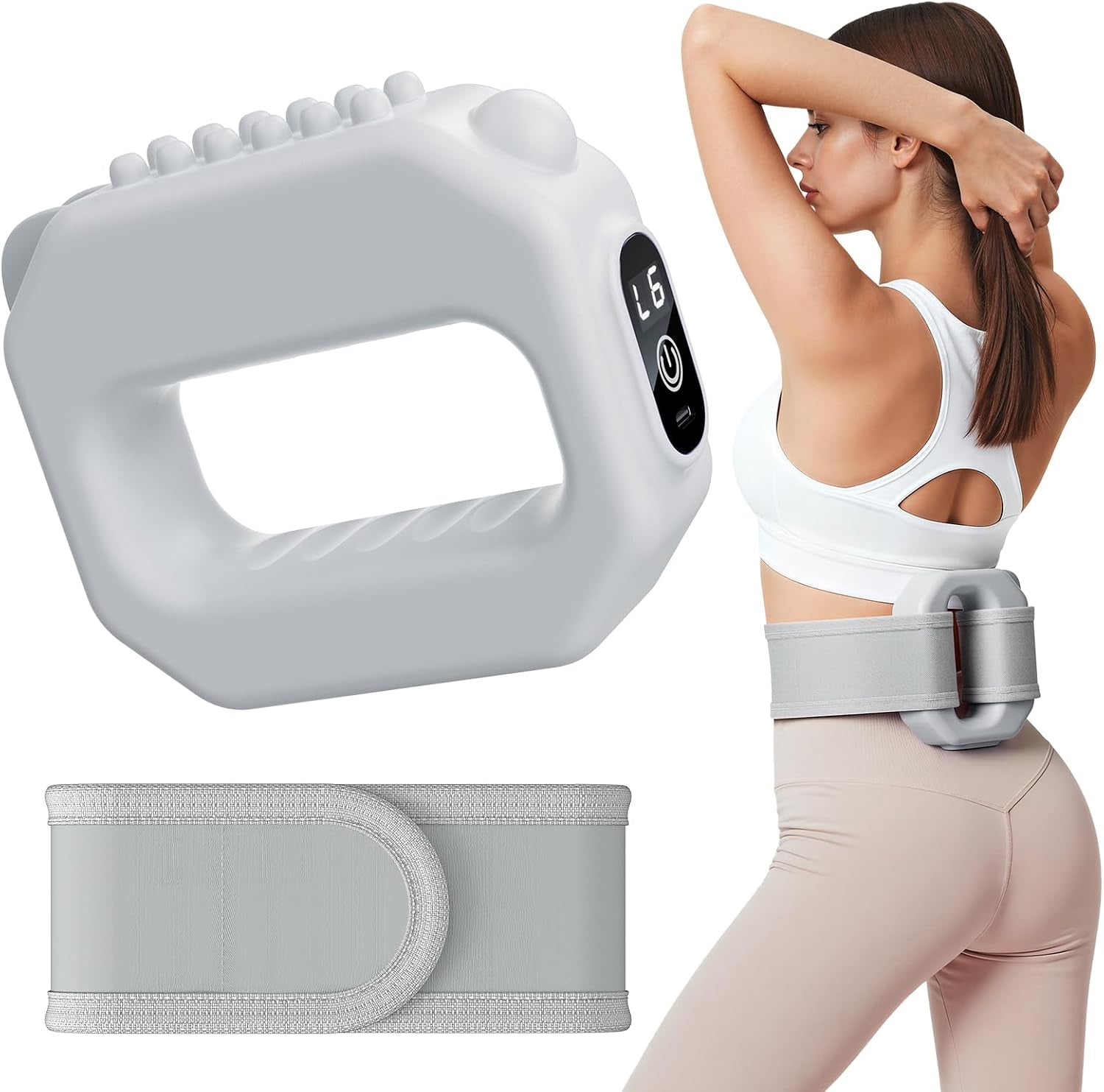 Fascia Ring Massager, Adjustable 6-Level Vibration for Home Gym Use | Multifunctional Full-Body Fascia Ring with Belt, Portable Cordless Massager, Targets Abs Thighs Arms