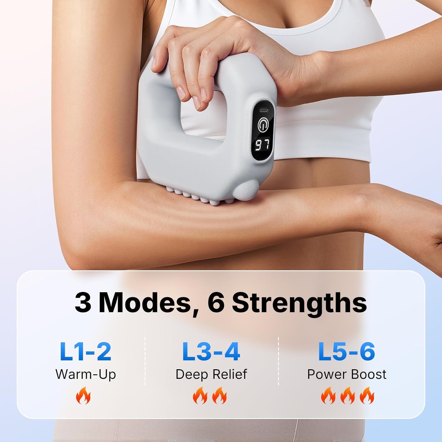 Fascia Ring Massager, Adjustable 6-Level Vibration for Home Gym Use | Multifunctional Full-Body Fascia Ring with Belt, Portable Cordless Massager, Targets Abs Thighs Arms